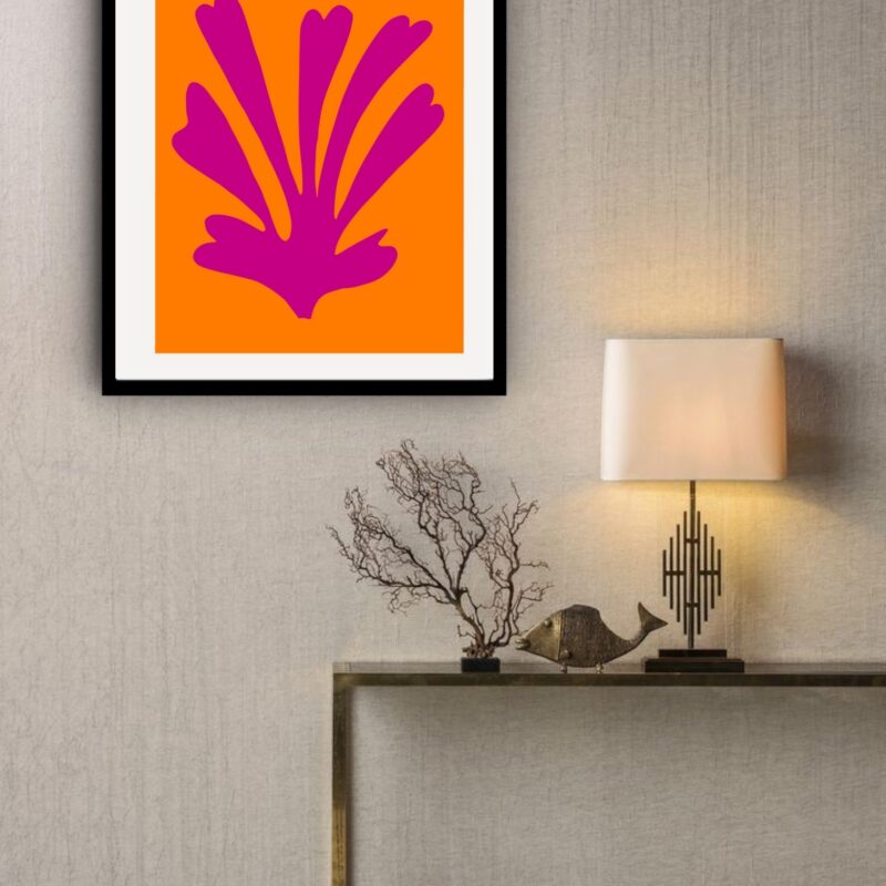 Quadro Decorativo Matisse Coral Floral Lilás - 70x50 cm