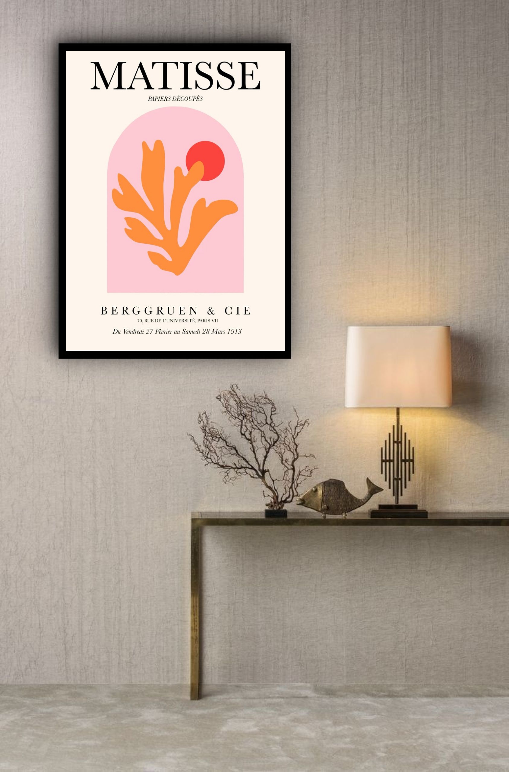 Quadro Decorativo Matisse Coral Laranja - 70x50 cm