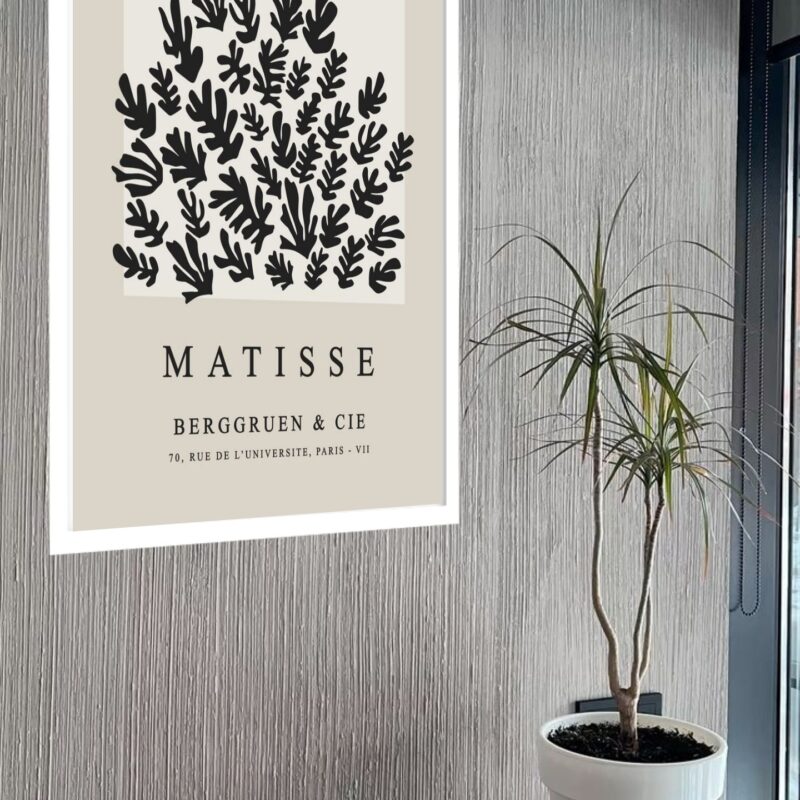 Quadro Decorativo Matisse Coral Preto e Bege - 70x50 cm