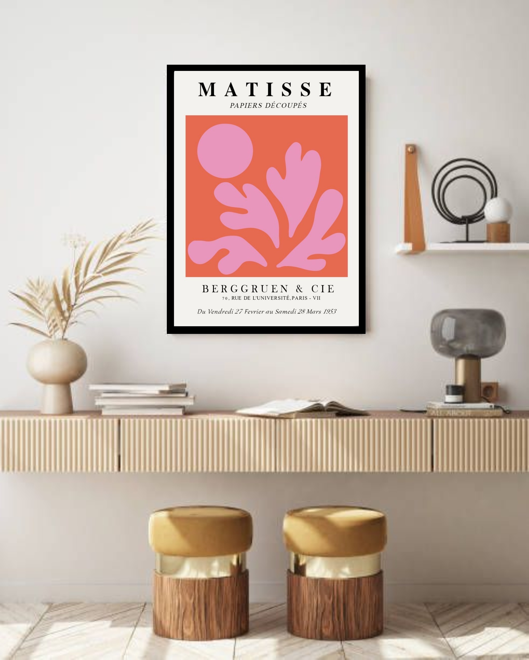 Quadro Decorativo Matisse Rosa Laranja - 70x50 cm