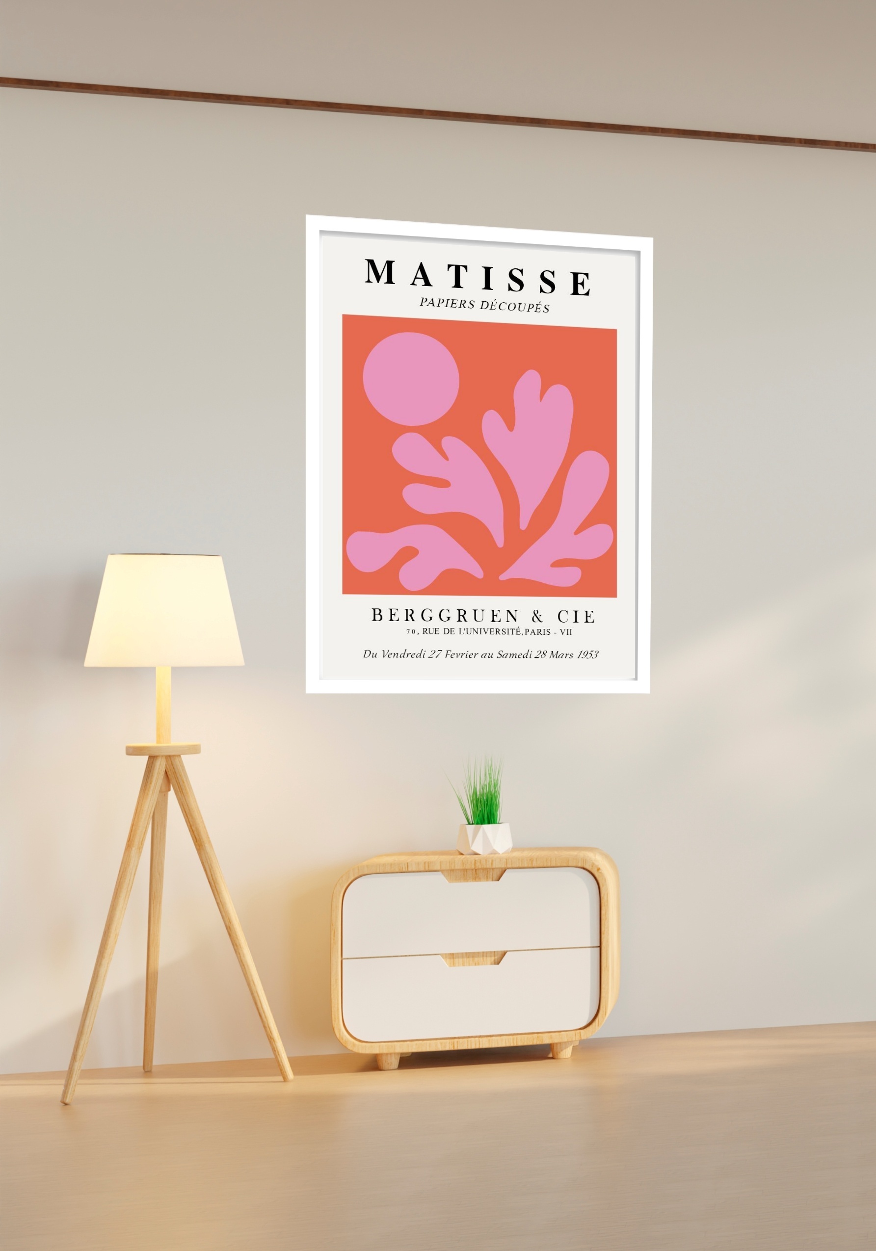 Quadro Decorativo Matisse Rosa Laranja - 70x50 cm
