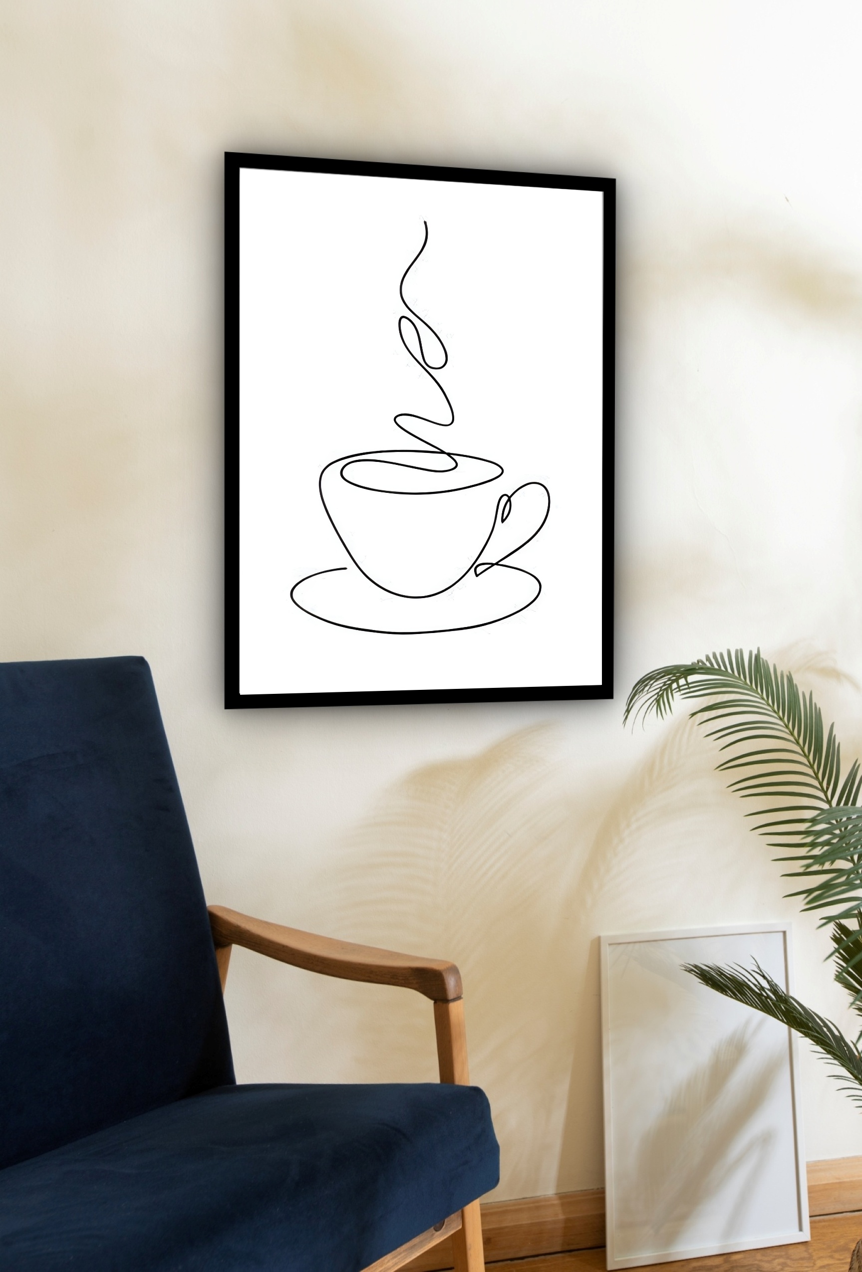 Quadro Decorativo Minimalista Xícara Café One Line -70x50cm