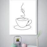 Quadro Decorativo Minimalista Xícara Café One Line -70x50cm