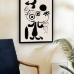 Quadro Decorativo Miró Preto e Branco - 70x50 cm