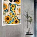 Quadro Decorativo Mulher Girassol - 70x50 cm