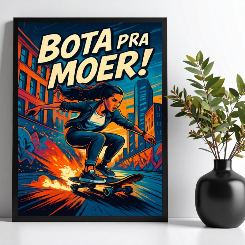 Quadro Decorativo Mulher Skatista - Bota Pra Moer