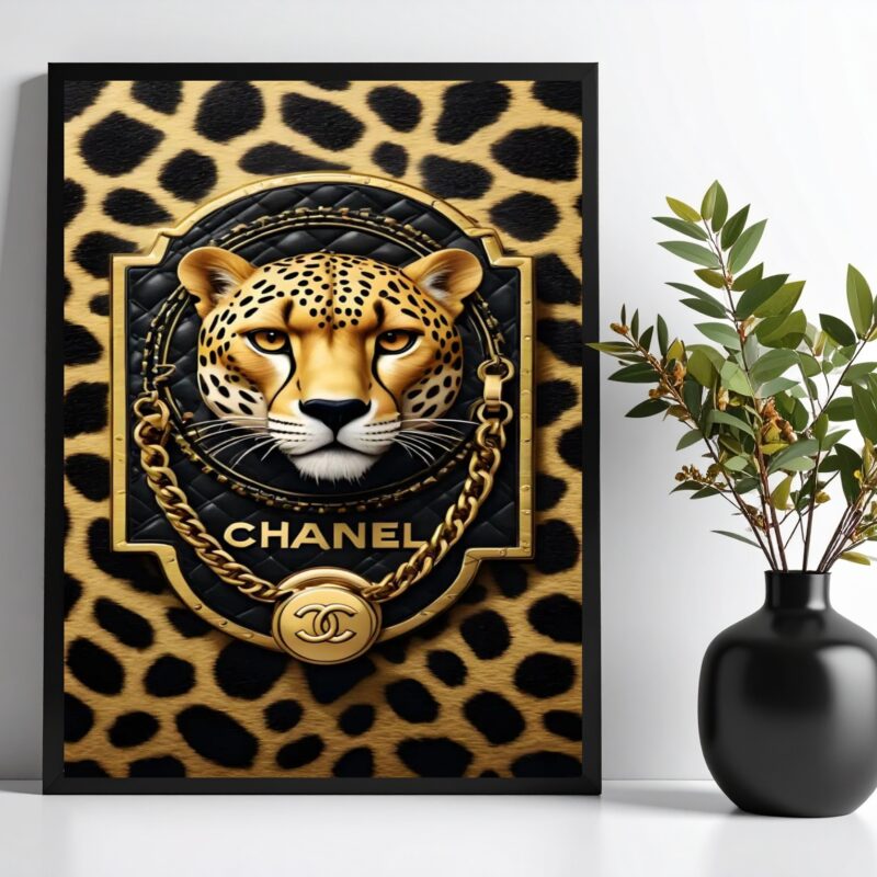 Quadro Decorativo Onça Luxo Grife Marca
