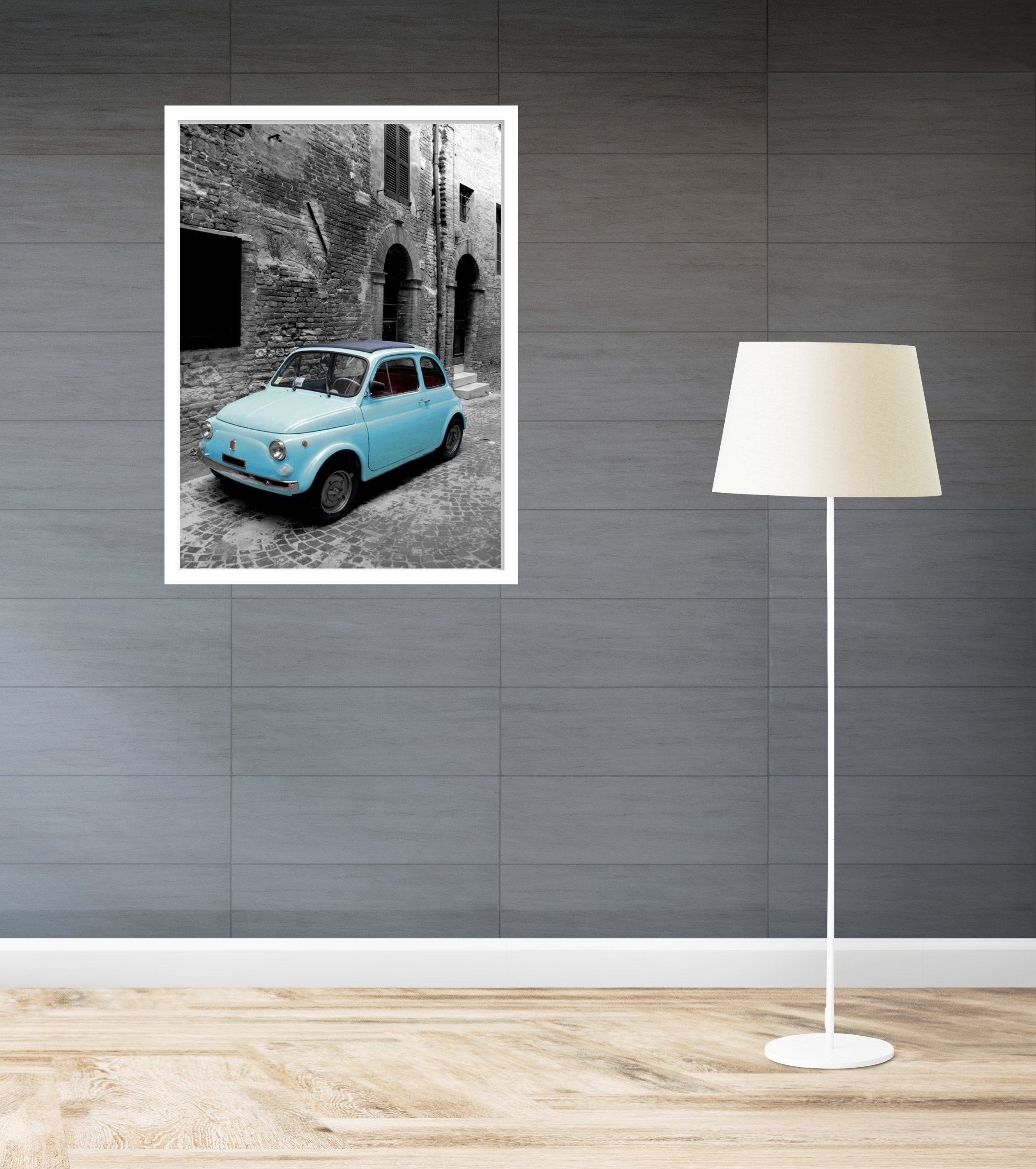 Quadro Decorativo Paris Carro Azul - 70x50 cm