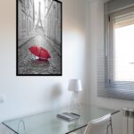 Quadro Decorativo Paris Sombrinha Vermelha - 70x50 cm