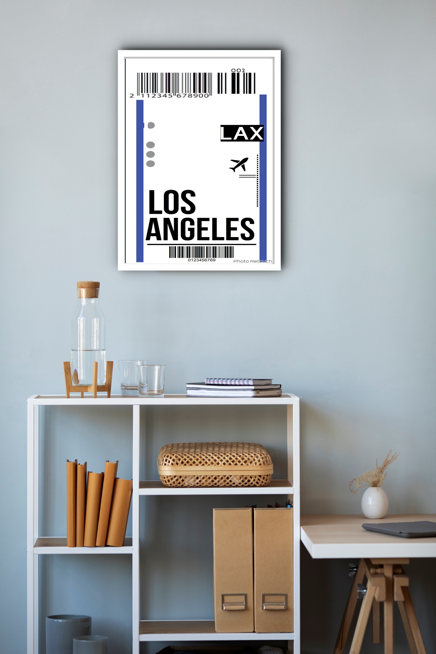 Quadro Decorativo Passagem Para Los Angeles - 70x50 cm