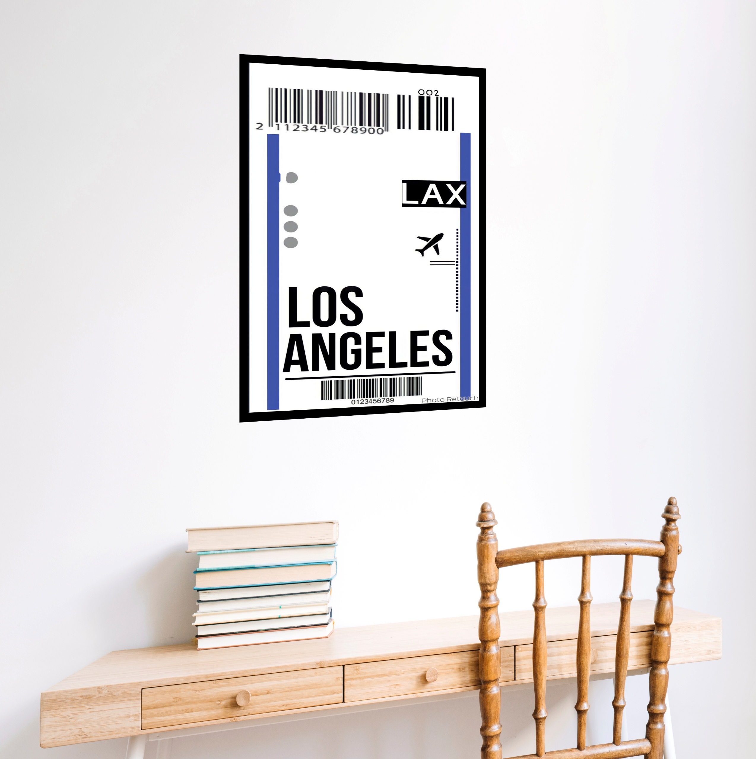 Quadro Decorativo Passagem Para Los Angeles - 70x50 cm