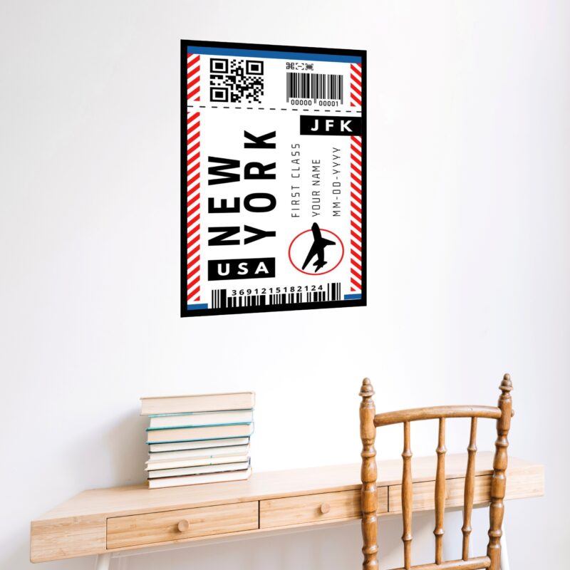 Quadro Decorativo Passagem Para Nova York - 70x50 cm