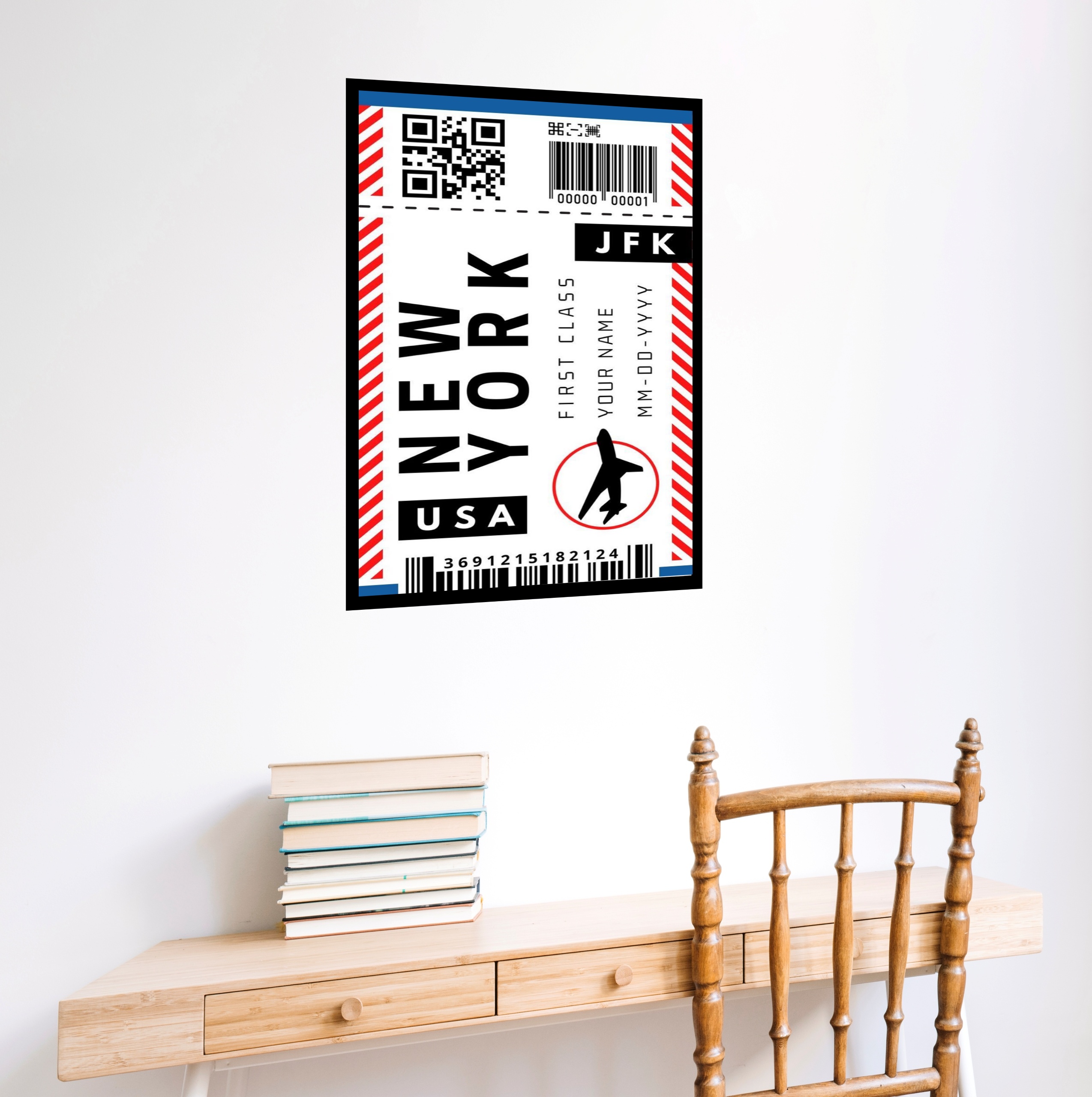 Quadro Decorativo Passagem Para Nova York - 70x50 cm