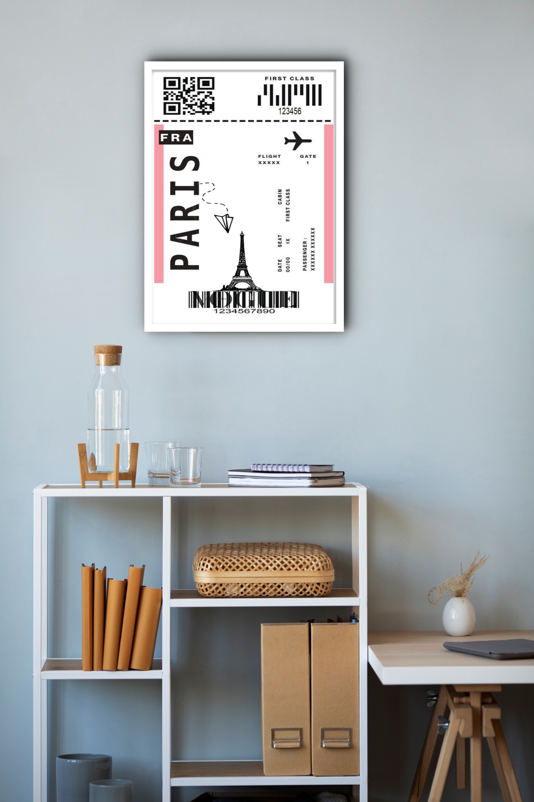Quadro Decorativo Passagem Para Paris - 70x50 cm