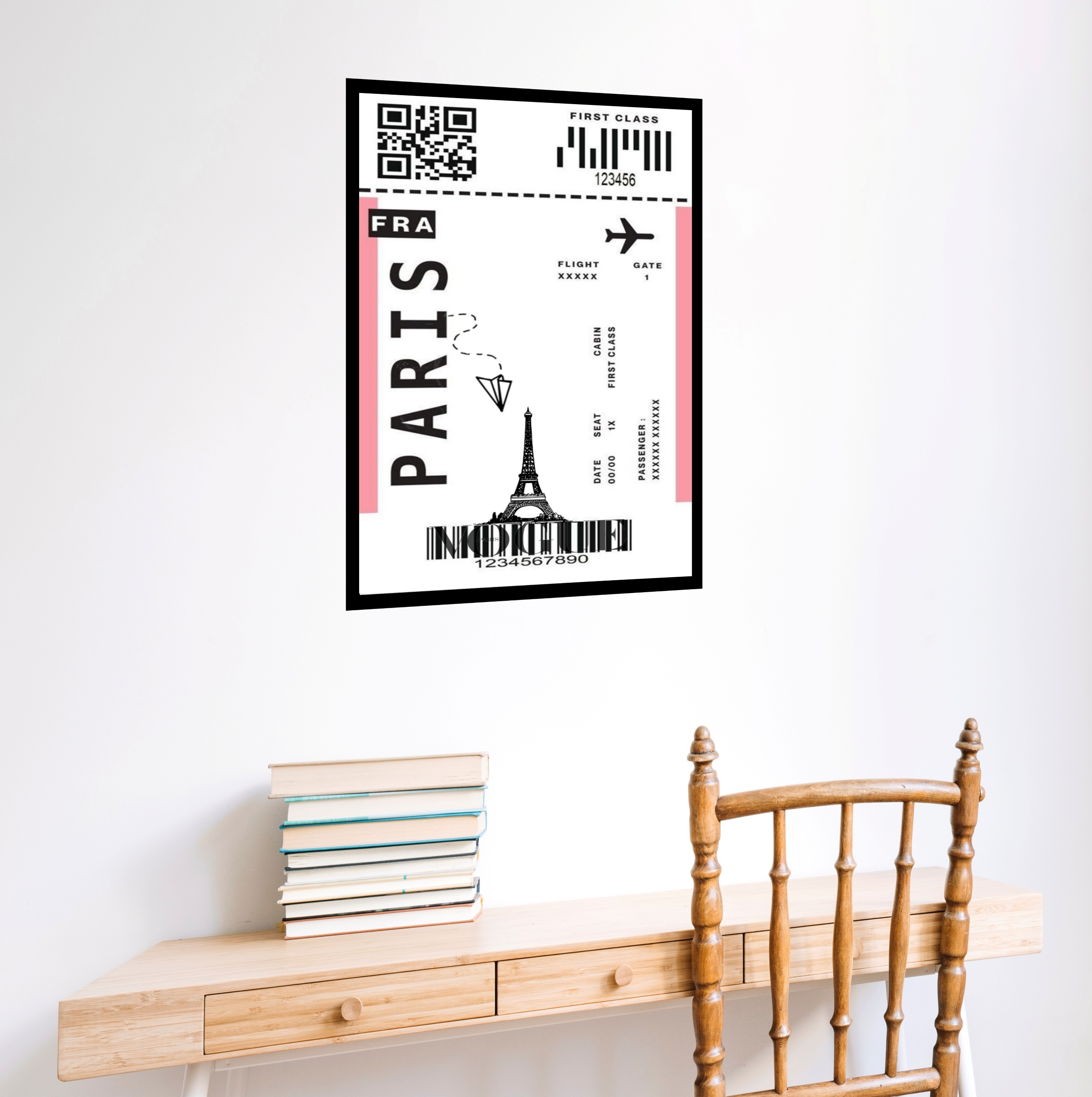 Quadro Decorativo Passagem Para Paris - 70x50 cm