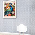 Quadro Decorativo Pavão William Morris - 70x50 cm