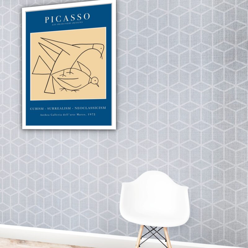 Quadro Decorativo Picasso Blue Pigeons - 70x50 cm