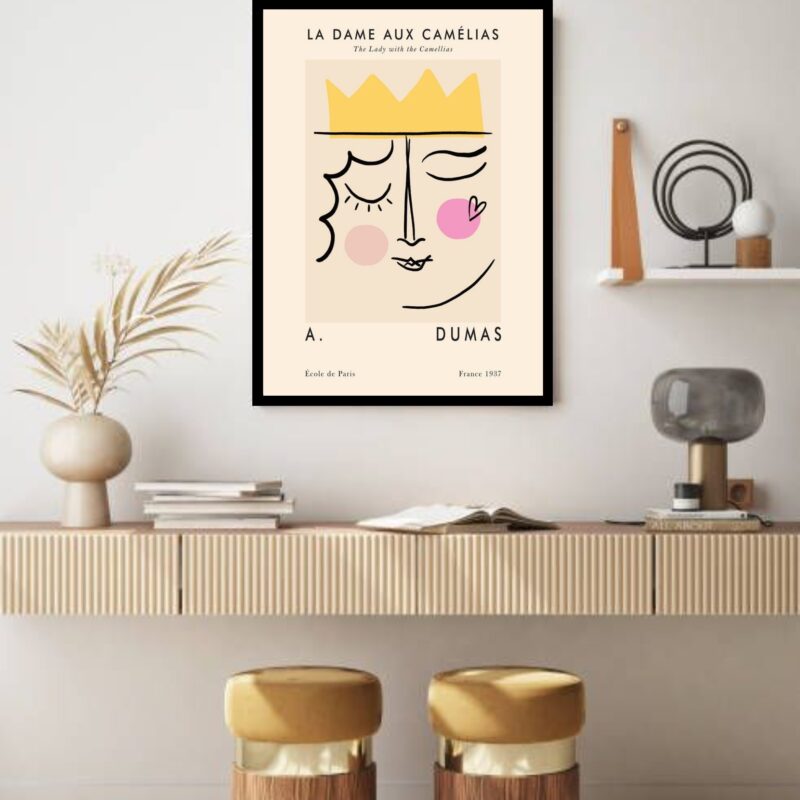 Quadro Decorativo Picasso Dama Baralho - 70x50 cm