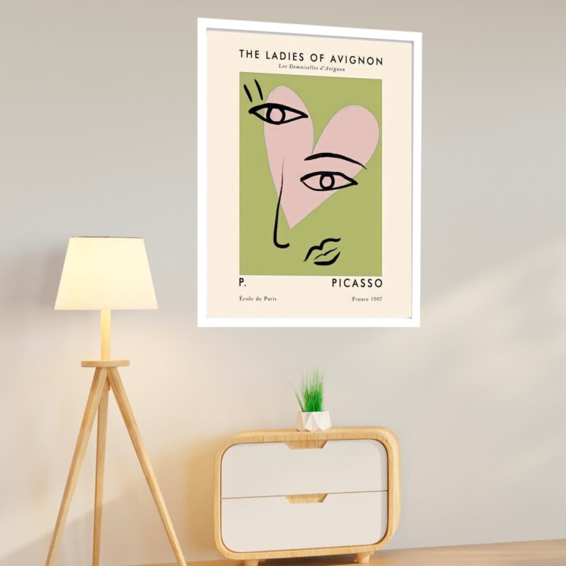 Quadro Decorativo Picasso Face Love Verde - 70x50 cm