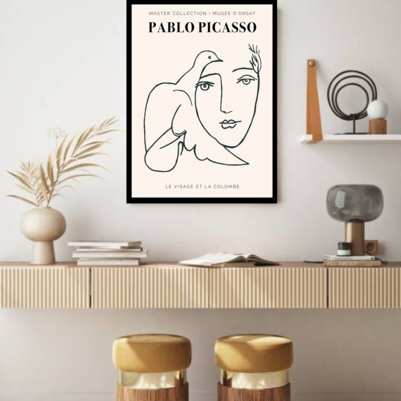 Quadro Decorativo Picasso Le Visage Et La Colombe -70x50cm