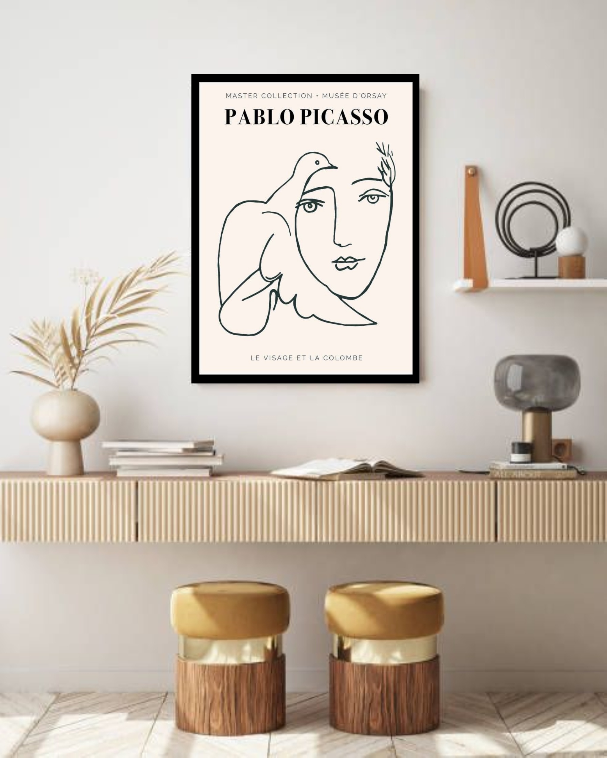 Quadro Decorativo Picasso Le Visage Et La Colombe -70x50cm