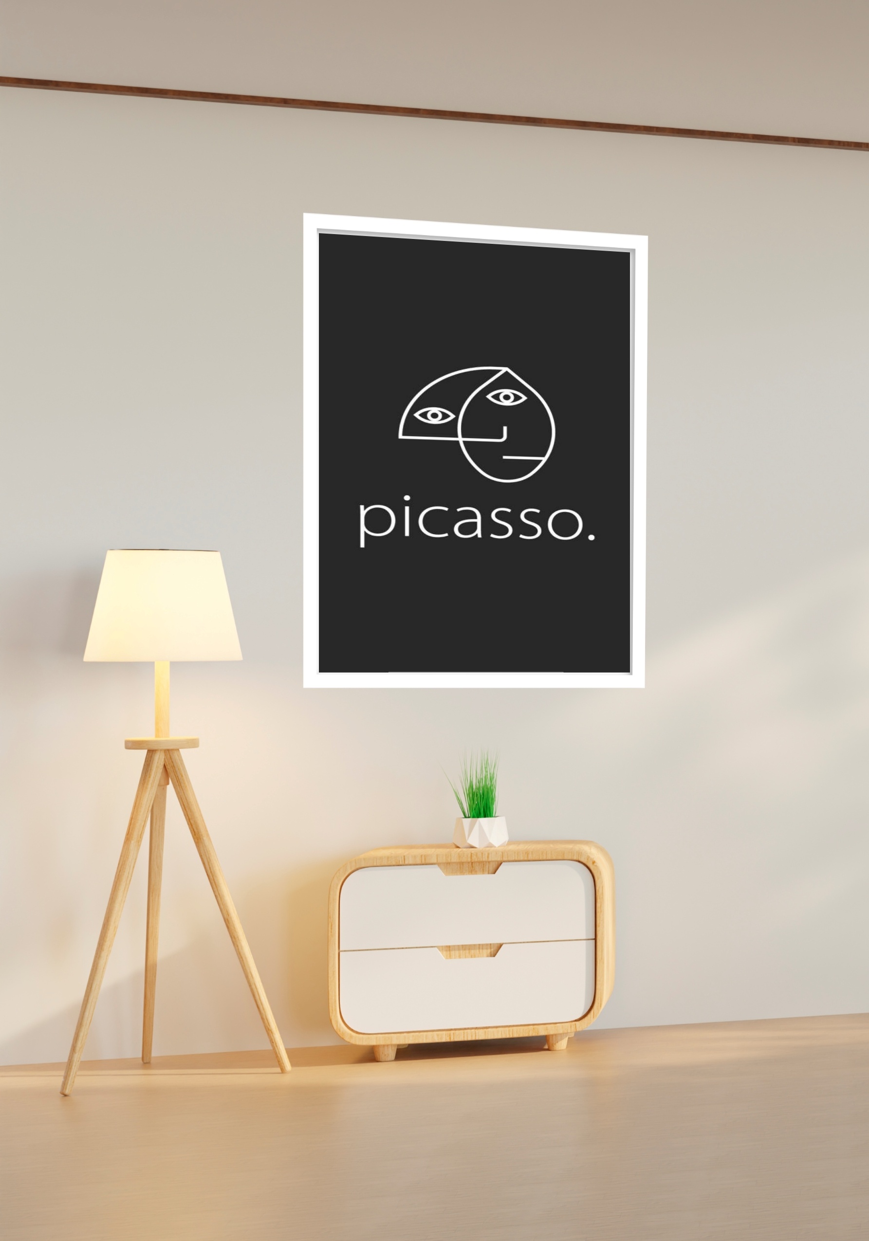 Quadro Decorativo Picasso Minimalista Preto - 70x50 cm
