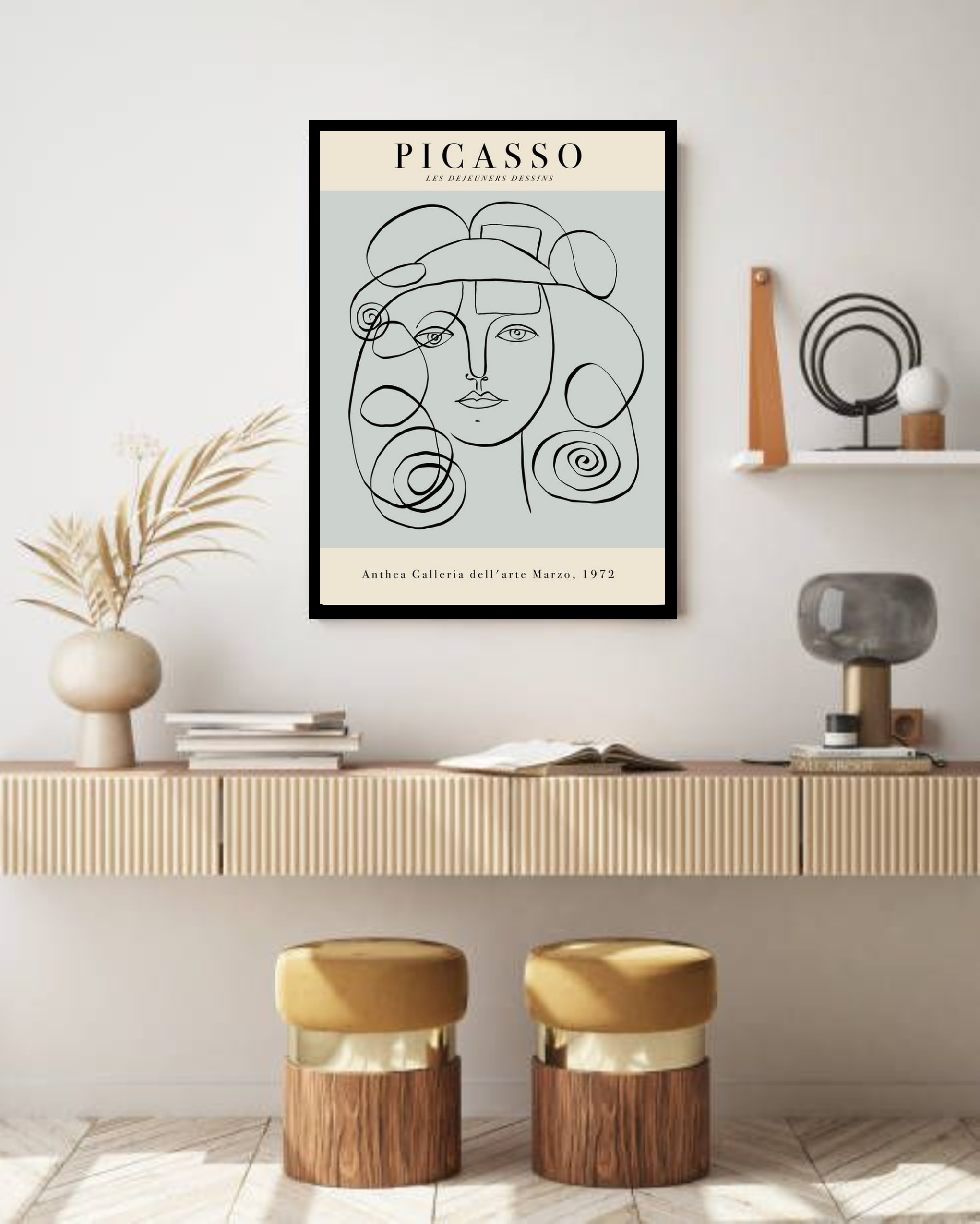 Quadro Decorativo Picasso Mulher Cachos - 70x50 cm