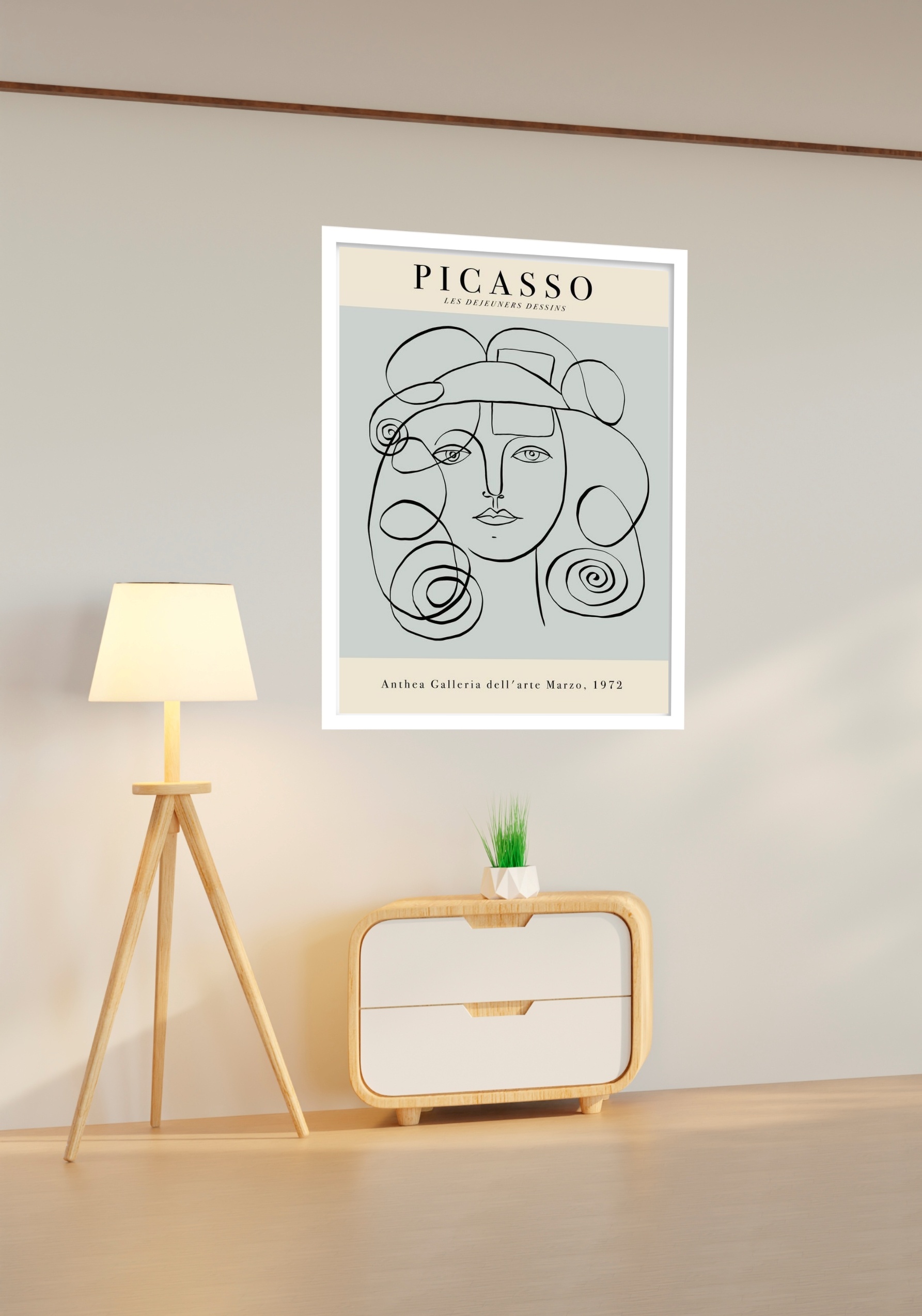 Quadro Decorativo Picasso Mulher Cachos - 70x50 cm