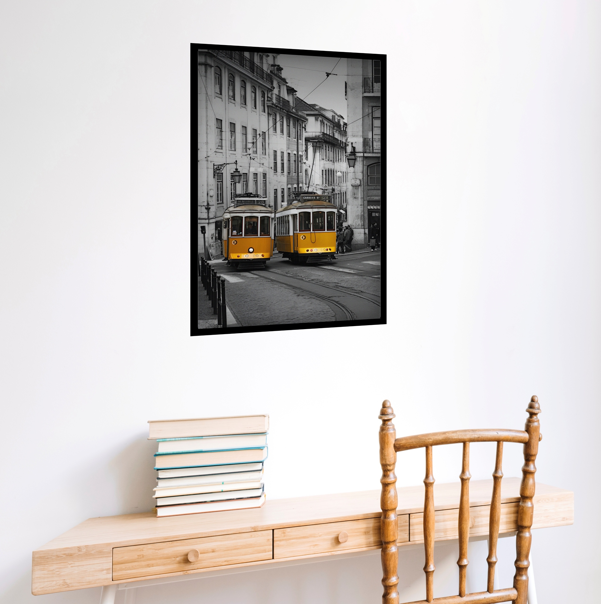 Quadro Decorativo Portugal Bondes Amarelos - 70x50 cm