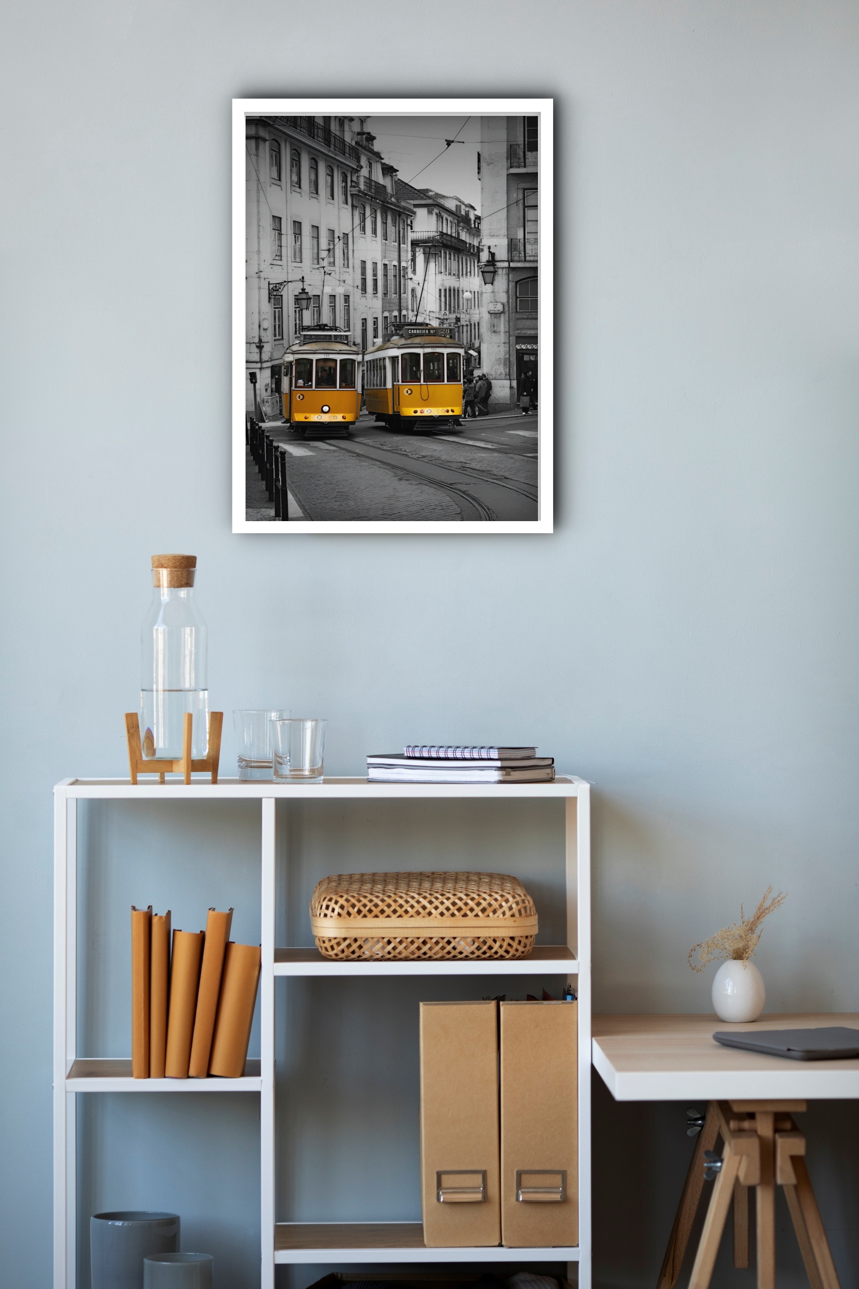 Quadro Decorativo Portugal Bondes Amarelos - 70x50 cm