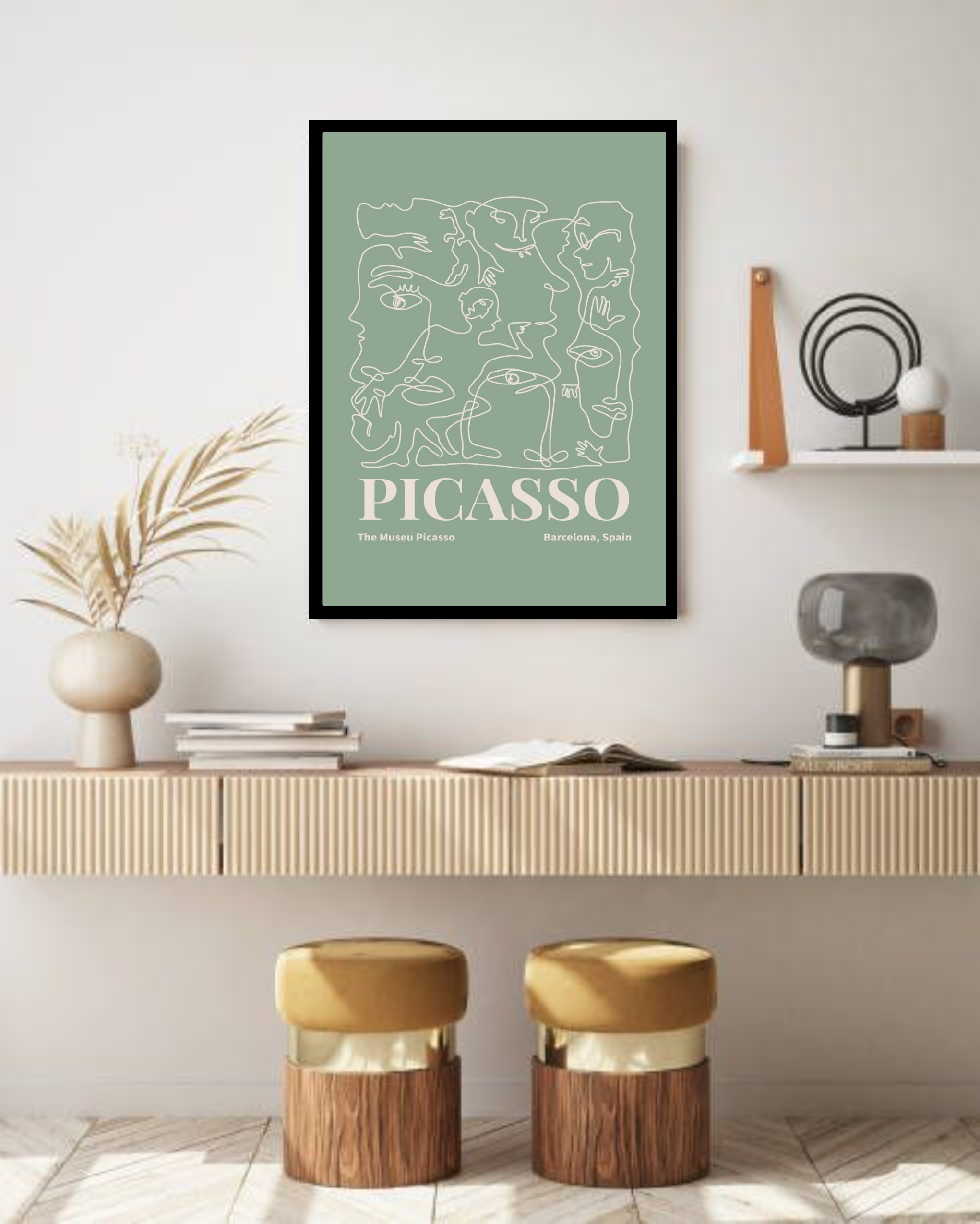 Quadro Decorativo Poster Arte Picasso Verde - 70x50 cm