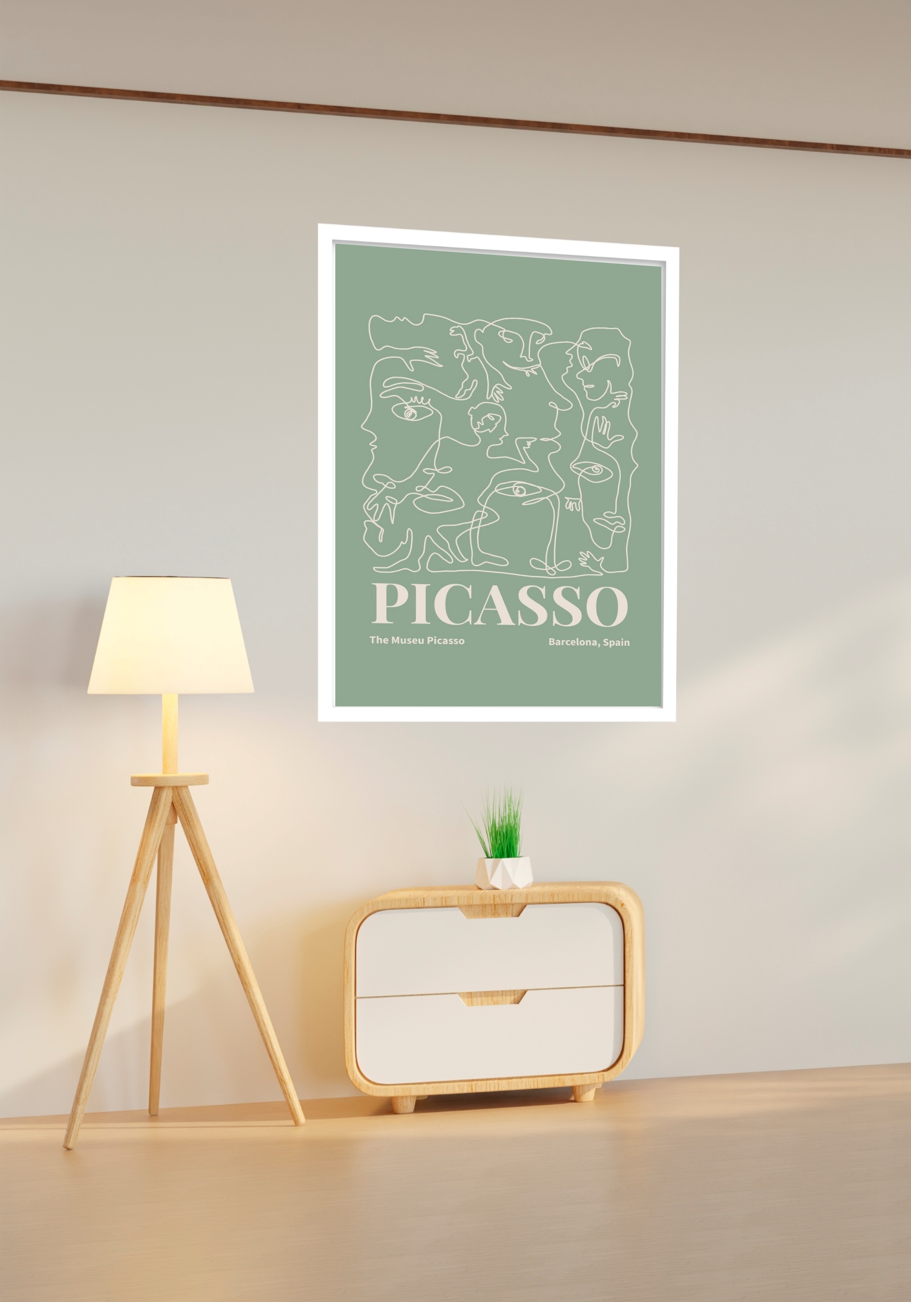 Quadro Decorativo Poster Arte Picasso Verde - 70x50 cm