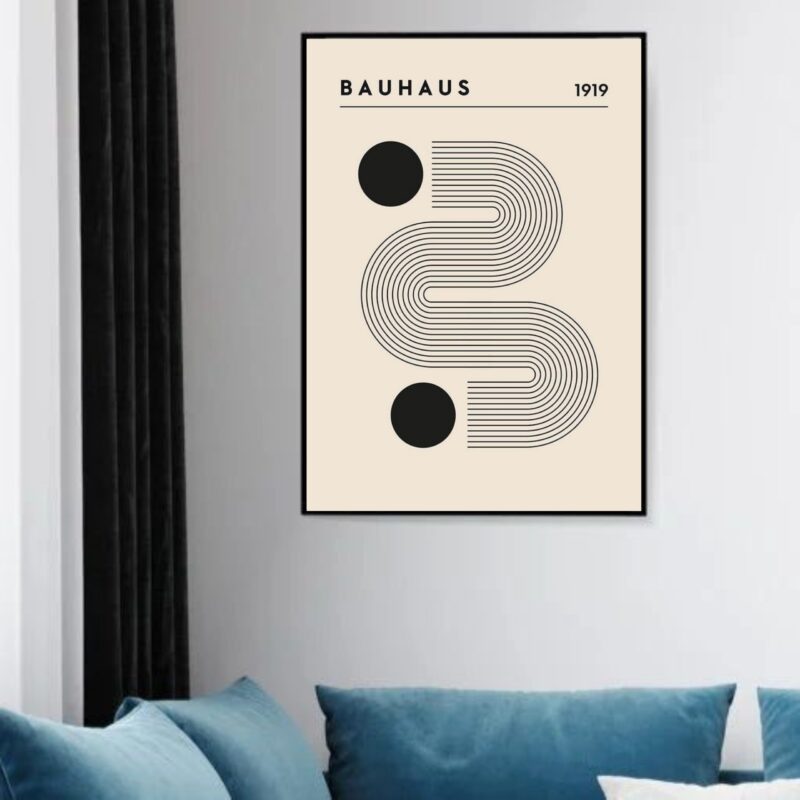 Quadro Decorativo Poster Bauhaus Minimalista Bege - 70x50cm
