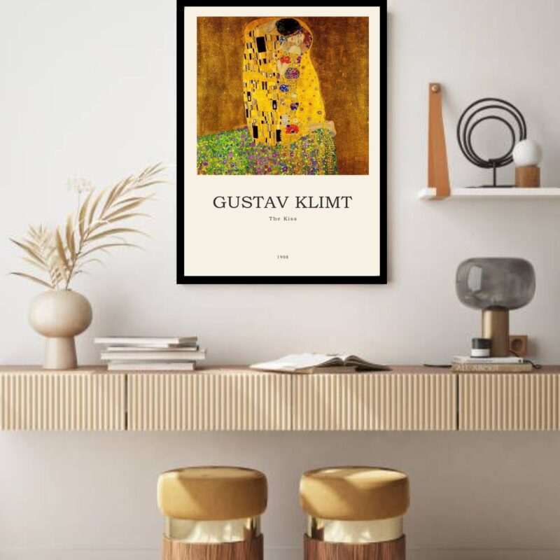 Quadro Decorativo Poster Gustav Klimt Beijo - 70x50 cm