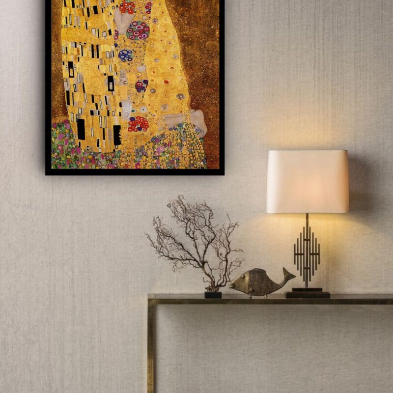 Quadro Decorativo Poster Obra Gustav Klimt Beijo - 70x50 cm