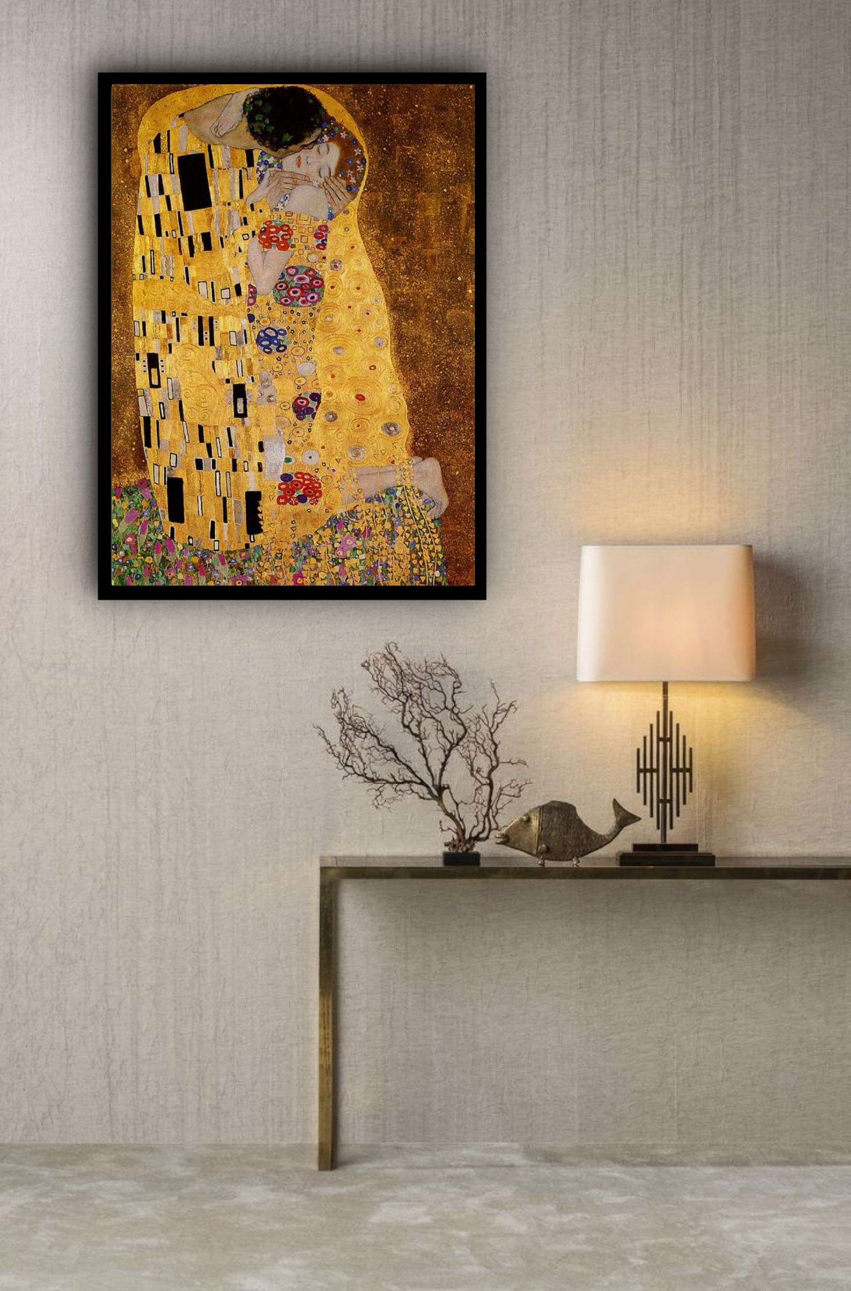 Quadro Decorativo Poster Obra Gustav Klimt Beijo - 70x50 cm