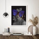Quadro Decorativo Surrealismo Mulher Borboletas - 70x50 cm