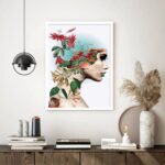 Quadro Decorativo Surrealismo Mulher Flores Maracujá 70x50cm