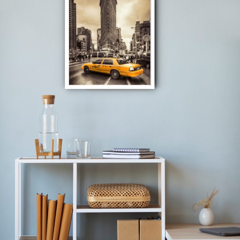 Quadro Decorativo Time Square Taxi Amarelo - 70x50 cm