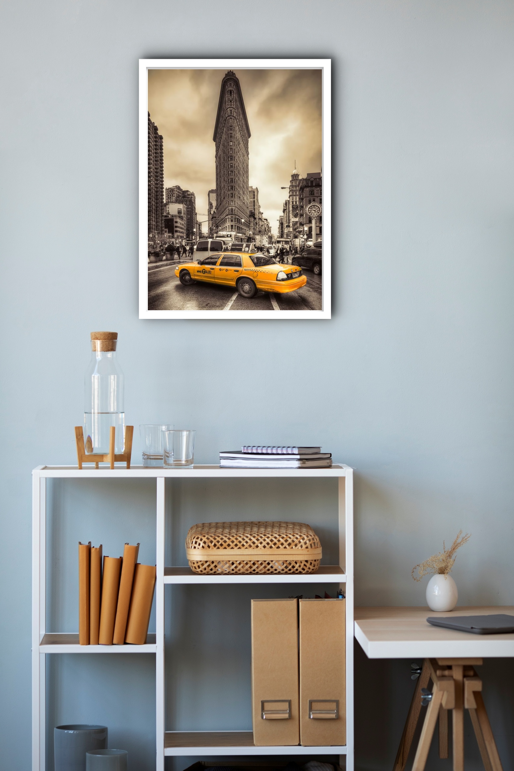 Quadro Decorativo Time Square Taxi Amarelo - 70x50 cm