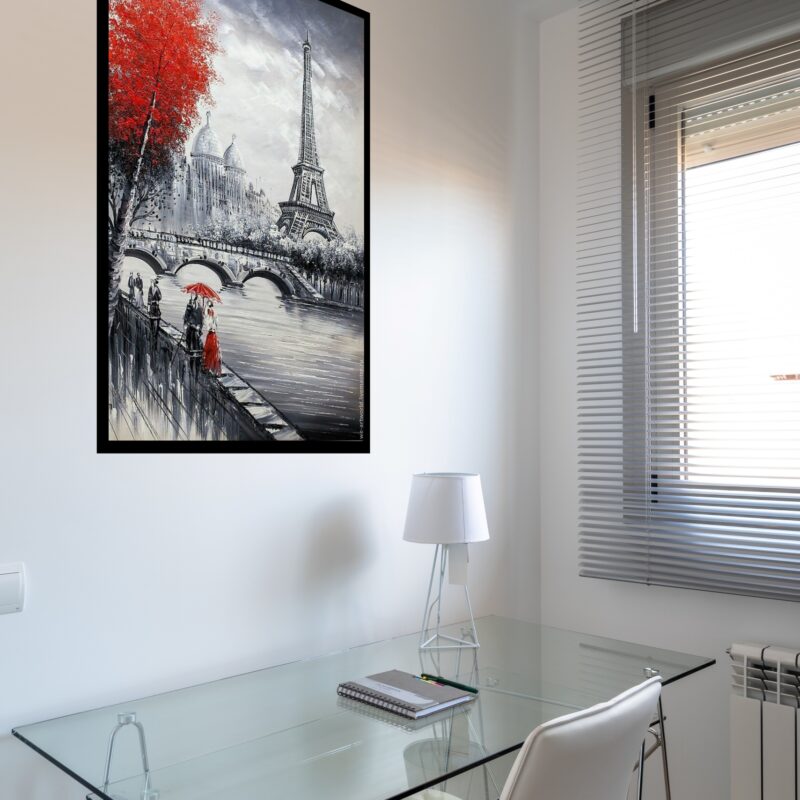 Quadro Decorativo Torre Eiffel Estilo Pintura - 70x50 cm