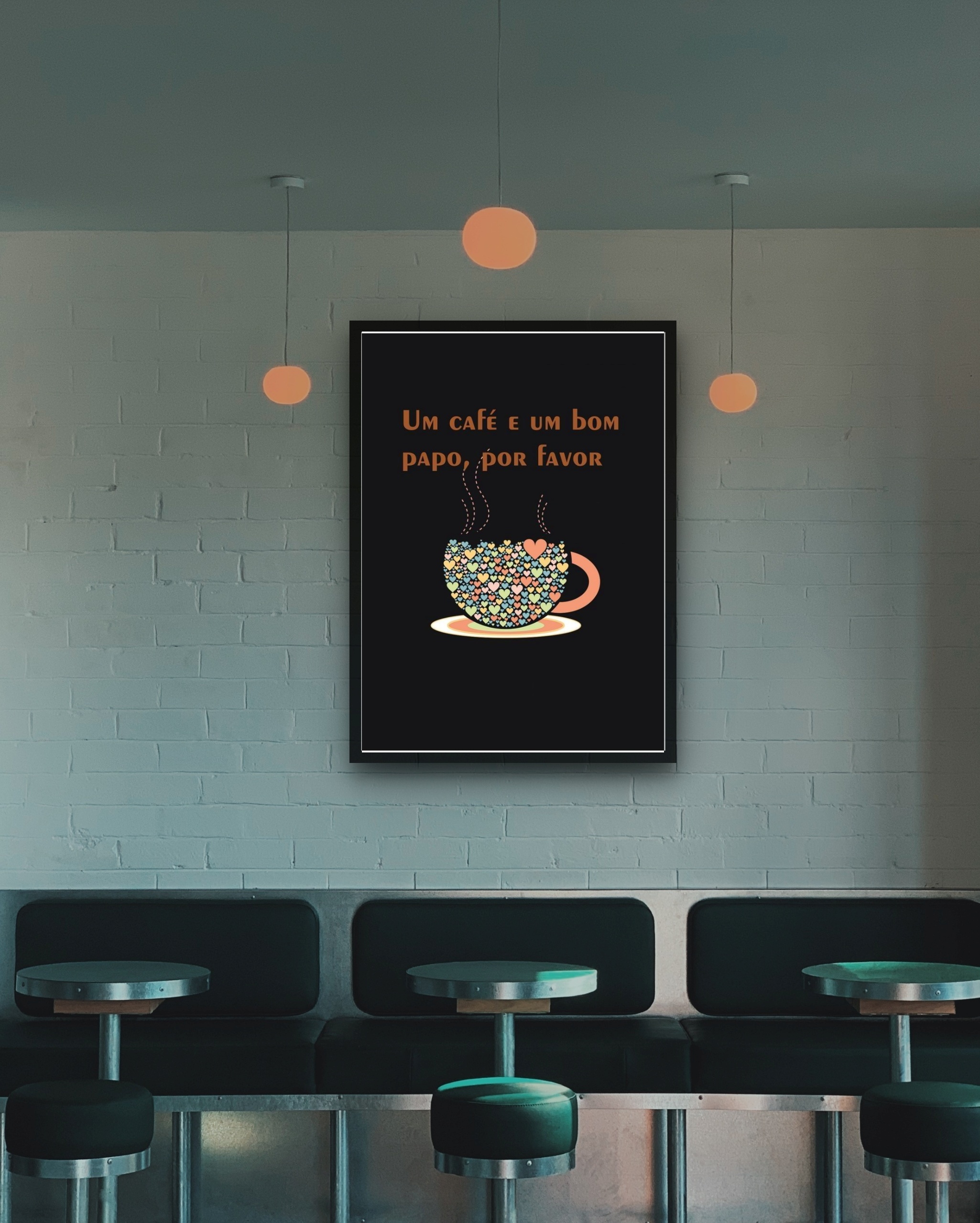 Quadro Decorativo Um Café e Um Bom Papo - 70x50 cm