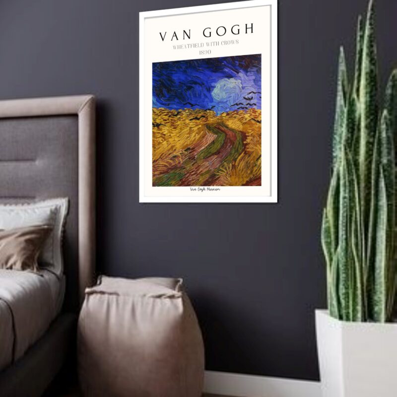 Quadro Decorativo Van Gogh Campo Trigo Corvos - 70x50 cm