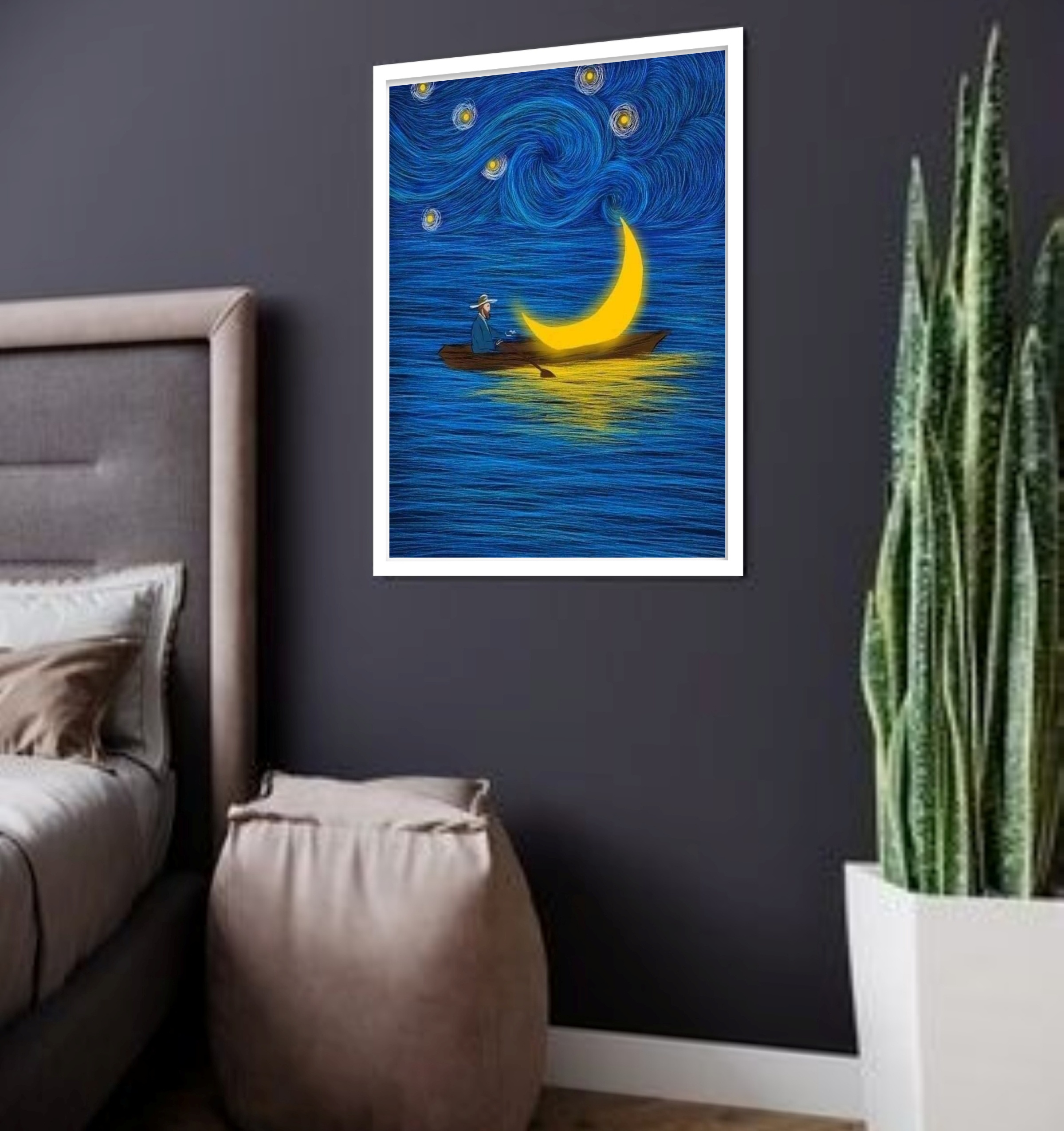 Quadro Decorativo Van Gogh Homem Navegando - 70x50 cm