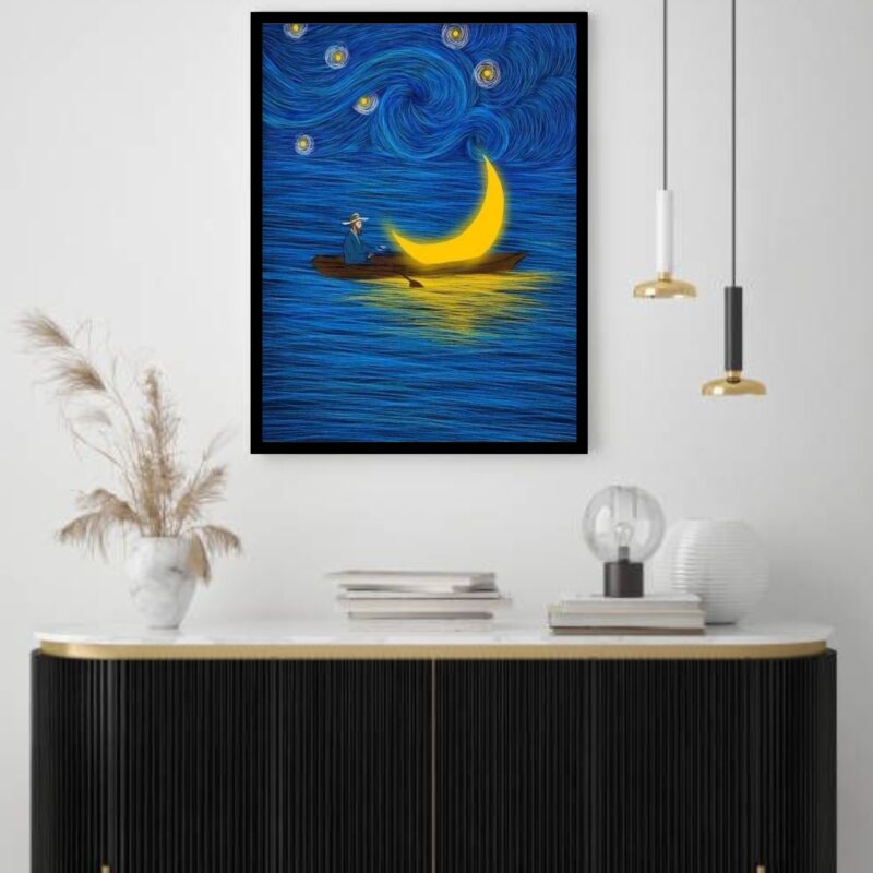Quadro Decorativo Van Gogh Homem Navegando - 70x50 cm