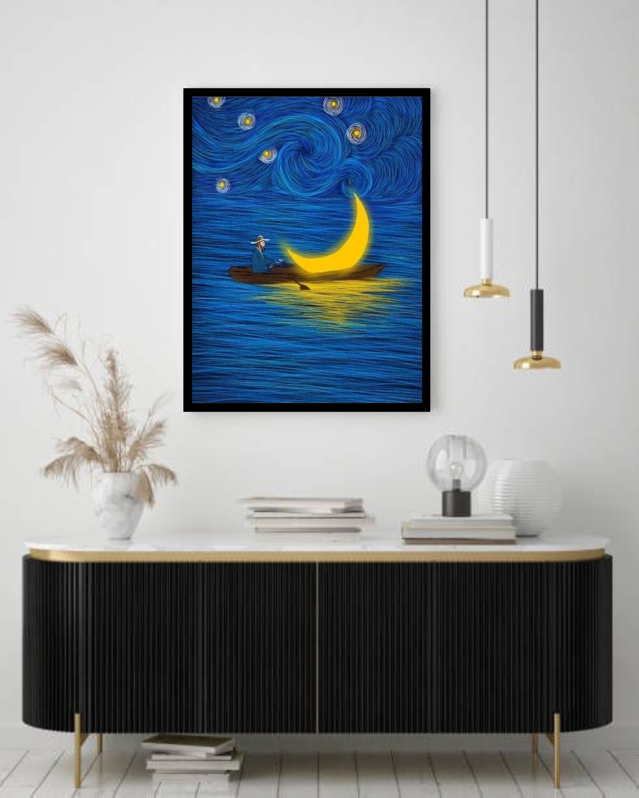 Quadro Decorativo Van Gogh Homem Navegando - 70x50 cm