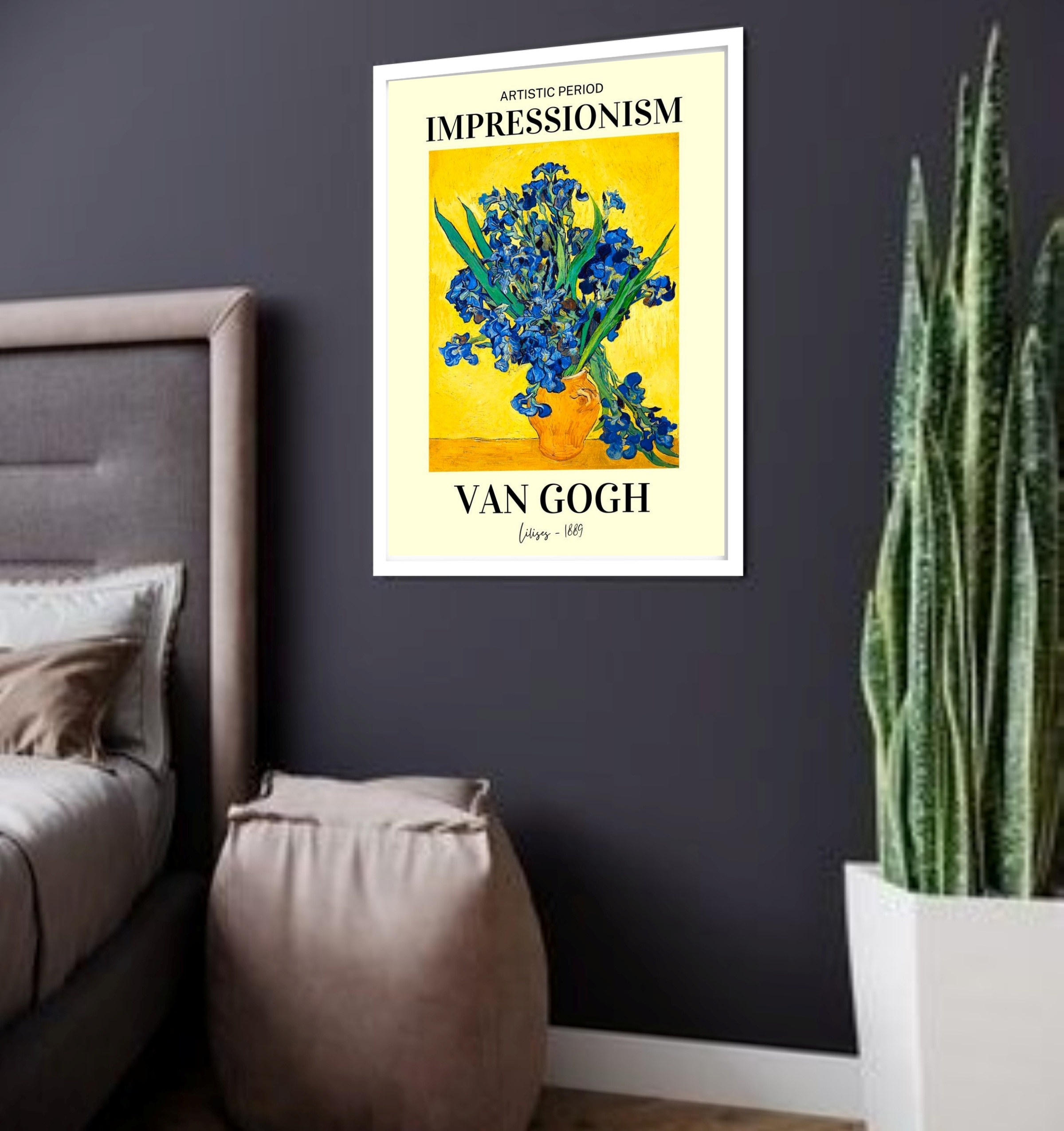 Quadro Decorativo Van Gogh Lilises Amarelo - 70x50 cm