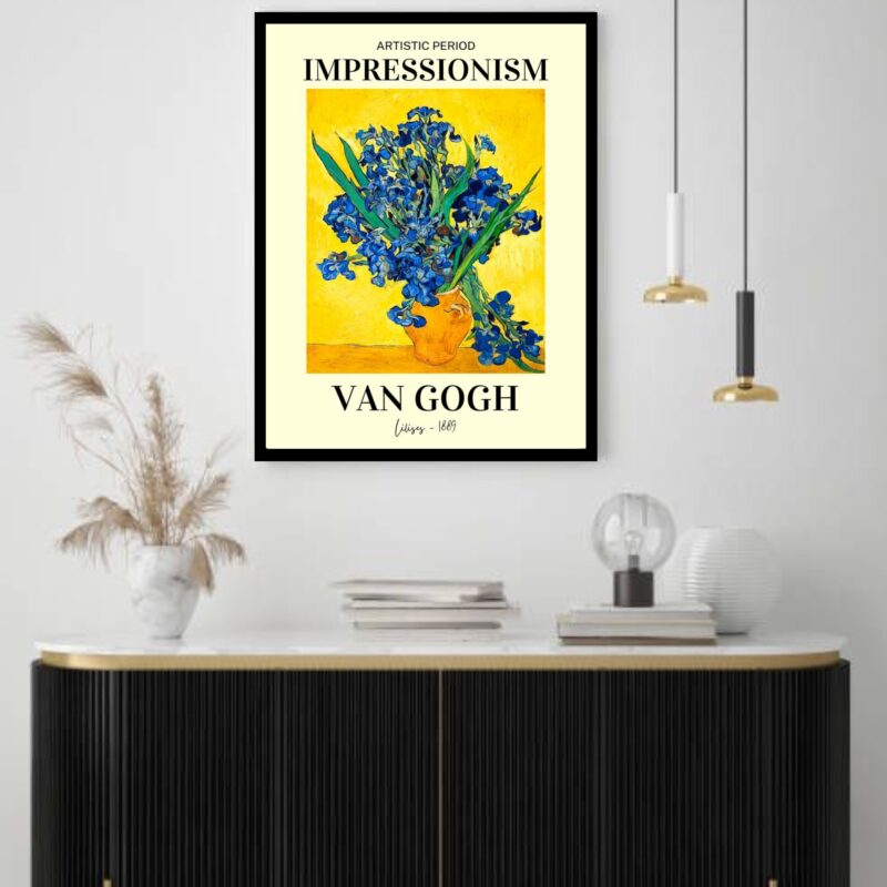 Quadro Decorativo Van Gogh Lilises Amarelo - 70x50 cm