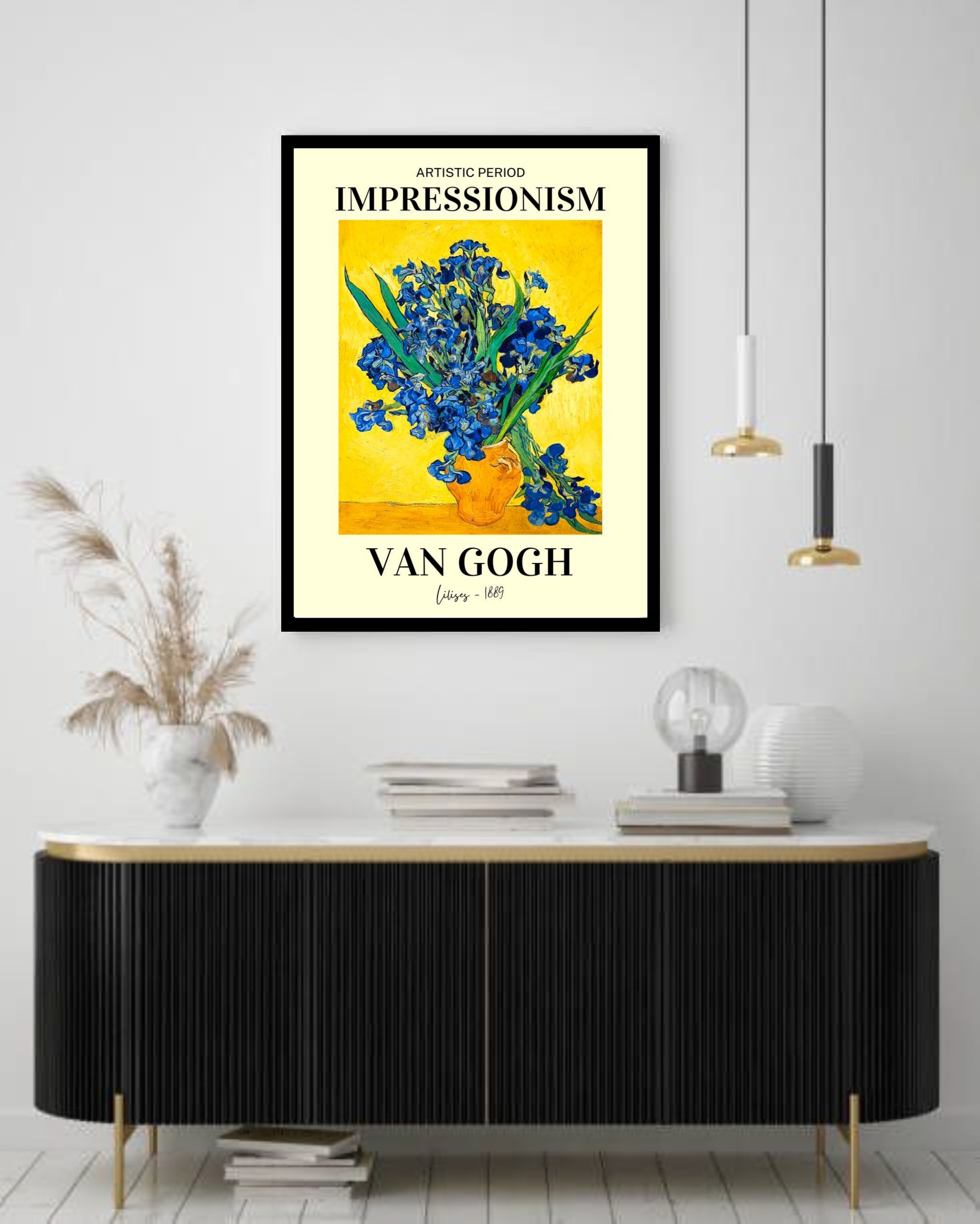 Quadro Decorativo Van Gogh Lilises Amarelo - 70x50 cm