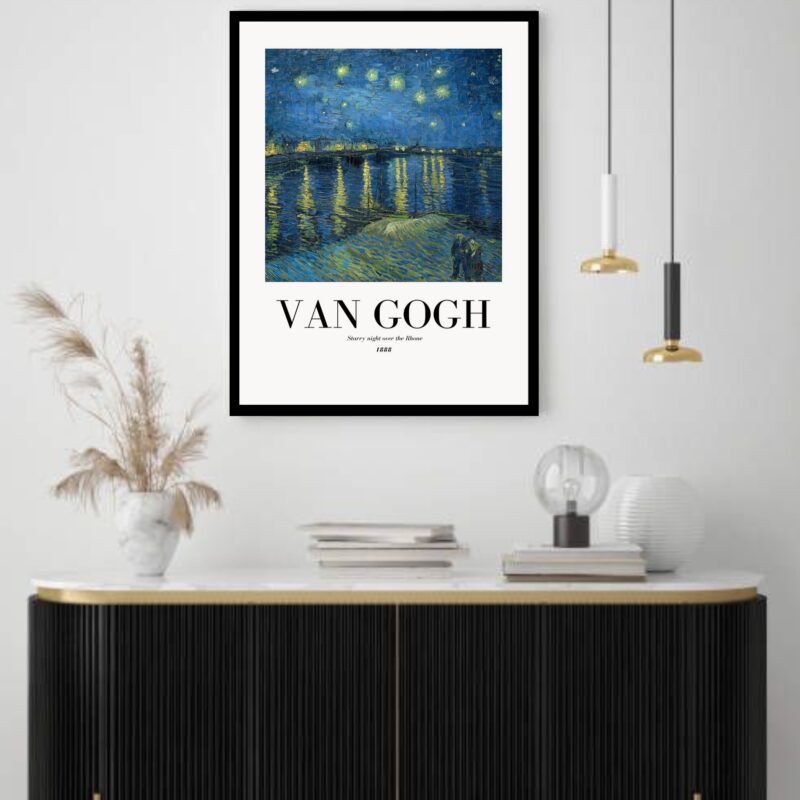Quadro Decorativo Van Gogh Paisagem Noite - 70x50 cm
